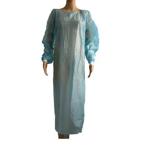 Disposable Cpe Plastic Gowns Full Sleeve Aprons Isolation Medical Gown