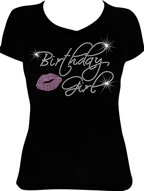 Birthday Girl Lips Bling Shirt Birthday Shirt Women Rhinestone Bling