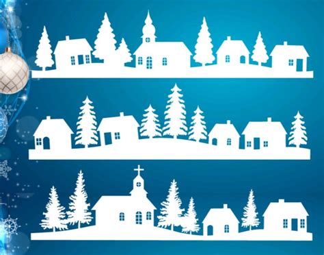 Christmas Village Window Cling Vinyl Decals Lrg Village Scenes