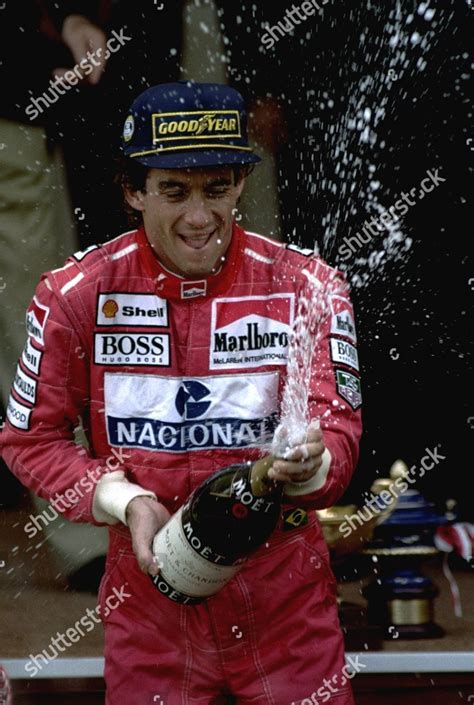 Brazils Ayrton Senna Sprays Champagne On Editorial Stock Photo Stock