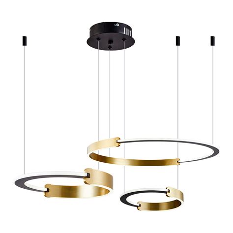 Lustre Pendente Nordecor Uoli Ani M Dulos Preto E Ouro Fosco Led