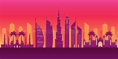 Dubai Silhouette Vector Illustration United Arab Emirates Stock