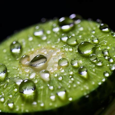 Premium AI Image A Close Up Of A Green Leaf With Water Droplets On It