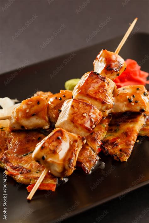 grilled chicken skewers Stock Photo | Adobe Stock