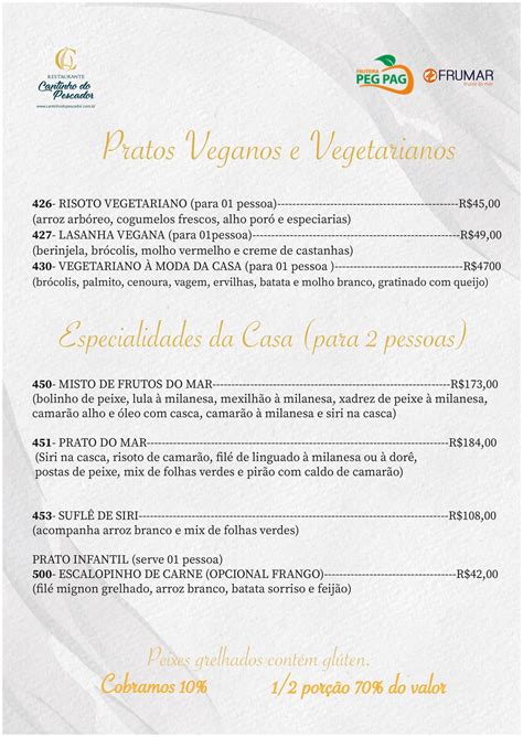 Menu Em Restaurante Cantinho Do Pescador Torres