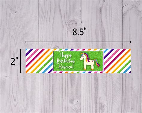 Rainbow Unicorn Water Bottle Labels Editable Water Bottle Labels Personalized Birthday