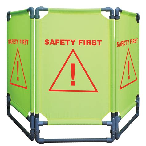 Vestil Green Yellow Fabric Folding Warning Barrier With Red Imprint