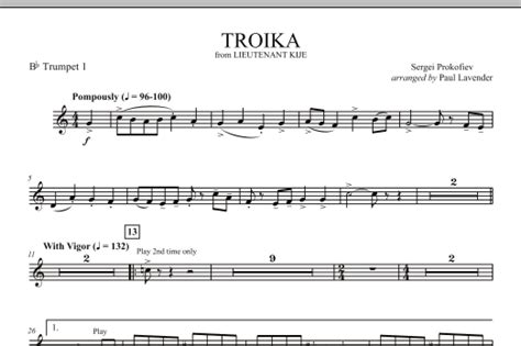 Troika From Lieutenant Kije Bb Trumpet By Paul Lavender Sheet