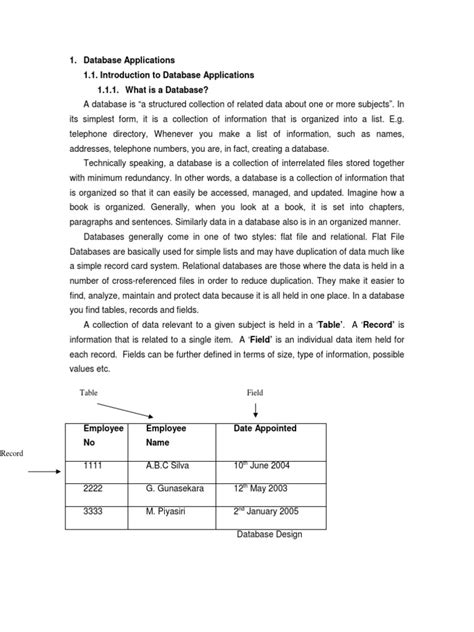 Database Applications 1.1. Introduction To Database Applications 1.1.1 ...