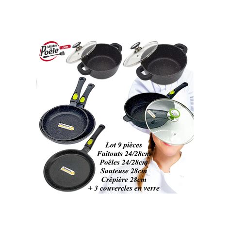 Lot Faitouts 24 28cm Poêles 24 28cm Sauteuse 28cm Crêpière 28cm