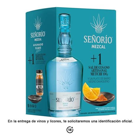 Mezcal Señorío joven 750 ml sal de gusano artesanal metchi de 100 g