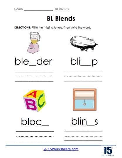 Bl Blends Worksheets 15