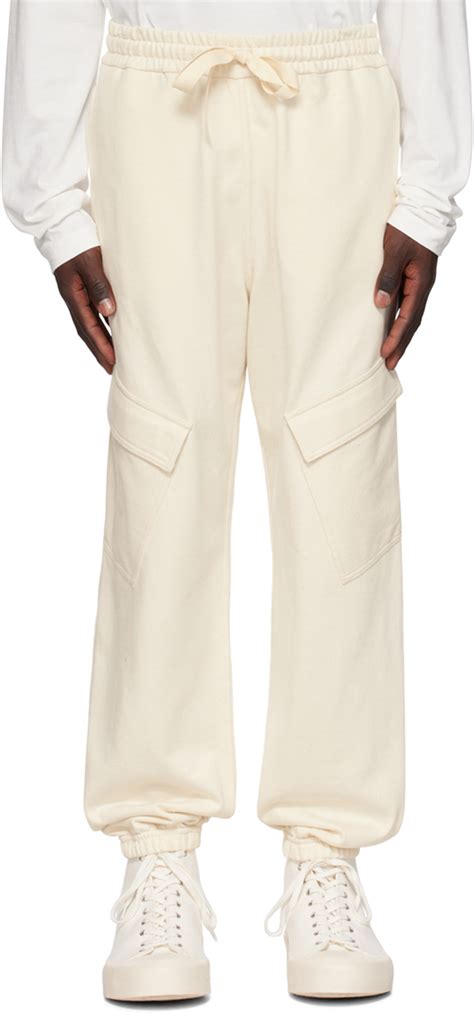 Pantalon cargo blanc cassé à cordon coulissant Jil Sander en solde