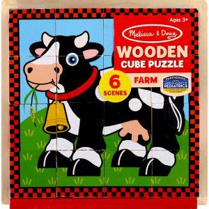 Customer Reviews Melissa Doug Farm Wooden Cube Puzzle With Storage