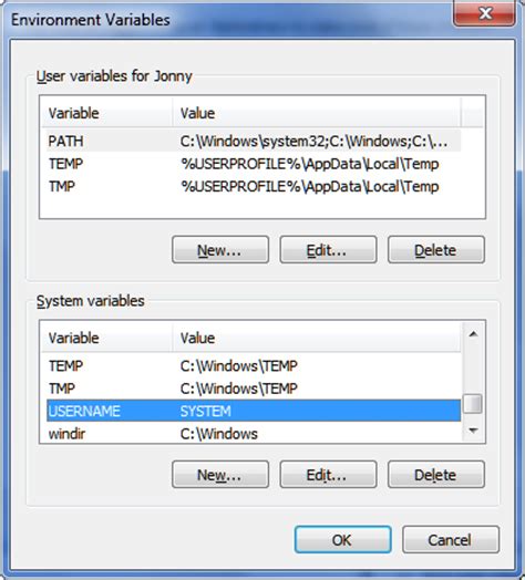 Edit System Variables Vista