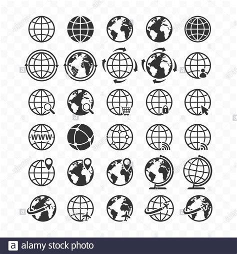 Globe Web Icon Set Planet Earth Icons For Websites Stock Vector Image