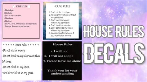 Roblox Bloxburg House Rules Decal Ids Youtube