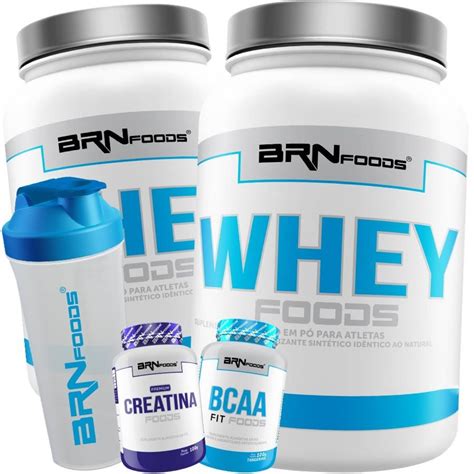 Kit X Whey Protein Brn Foods Morango G Bcaa G Creatina G