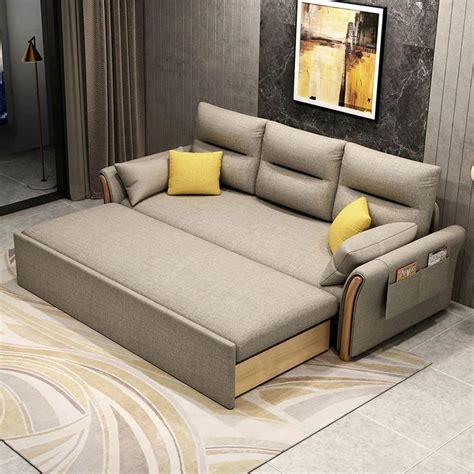 Chinafurniture Modern Multifunctional Fabric Foldable Solid Wood Sofa