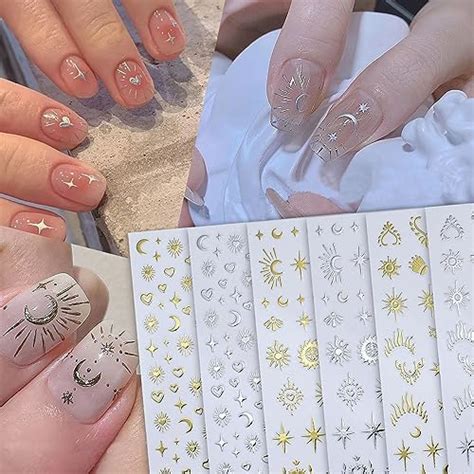 Amazon Sheets Star Nail Art Stickers D Self Adhesive Gold