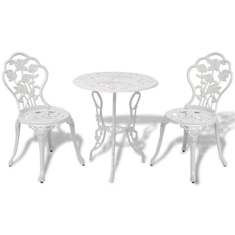 vidaXL 3 tlg Bistro Set Aluminiumguss Weiß Kaufland de