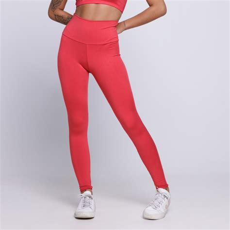 Calça Legging Lisa Cós Alto Suplex Vermelho Vekyo moda feminina