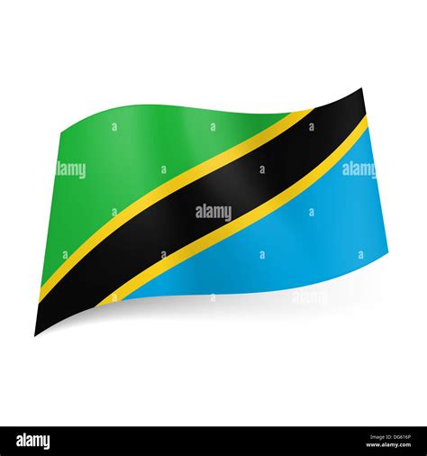 National flag of Tanzania: diagonal yellow outlined black stripe ...