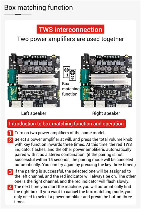 Wuzhi Audio ZK TB22P 2 1 Channel Amplifier TWS Bluetooth Power