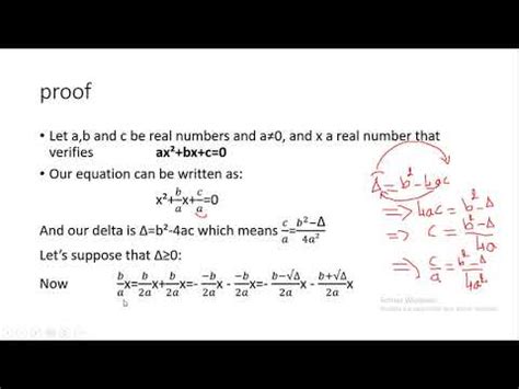 Solving Second Degree Equation Using Quadratic Formula The Proof