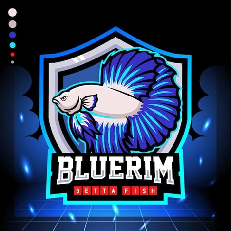 Design Do Logotipo Da Mascote Do Peixe Betta De Borda Azul Esport