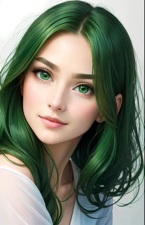 Araffe Woman With Green Hair Leaning Against A Wall Sexy Girl With Green Eyes Long Green Hair