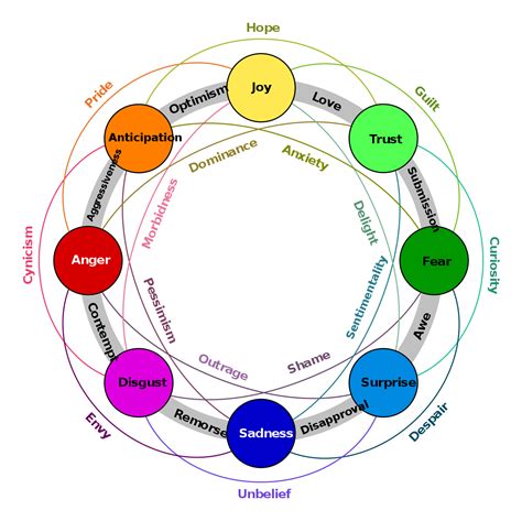 Primary Secondary And Tertiary Dyads On The Plutchik Wheel Of