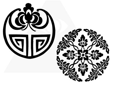 Japanese Flower Symbol Design Collection Traditional Asian Culture SVG ...