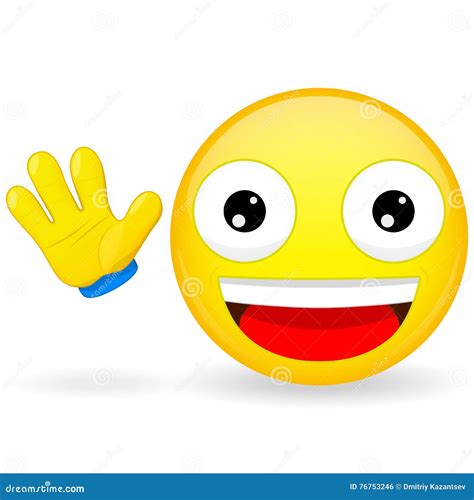 Smiley Emoticon Waving Hand Vector Illustration