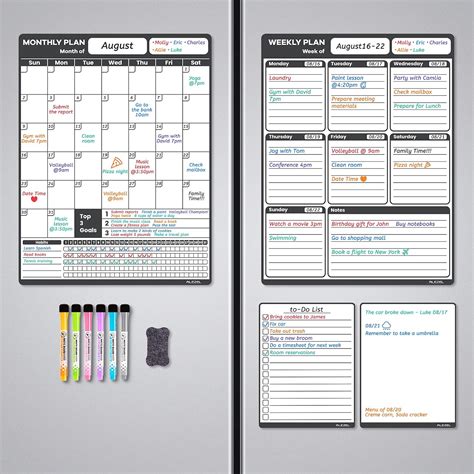 Alezel Magnetic Calendar For Refrigerator 13x17 Dry Erase Fridge