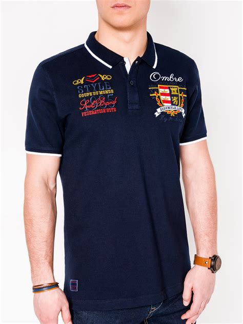 Men S Printed Polo Shirt Navy S907 Modone Wholesale Clothing For Men