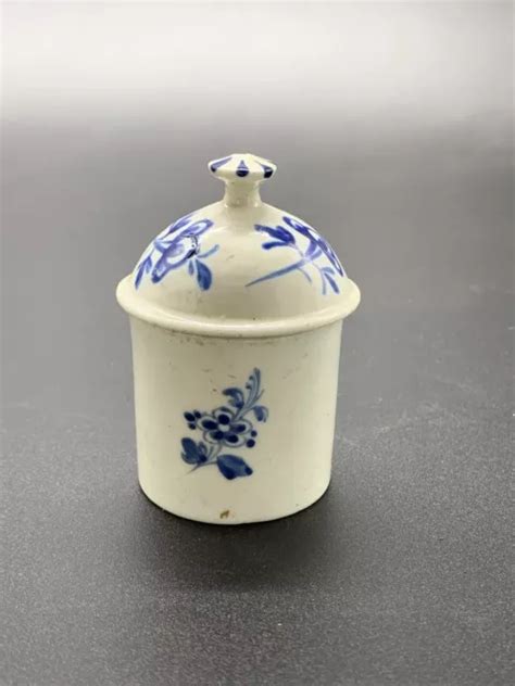 Ancien Pot Porcelaine Mennecy D Cor Blanc Bleu Pommade Cr Me Jus