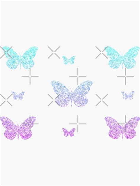 Purple Blue Ombre Faux Glitter Butterflies Sticker For Sale By Felicity K Redbubble