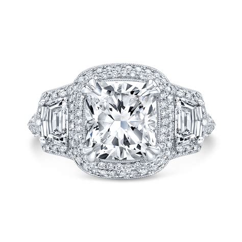 3.3ct. Cushion cut Natural Diamond Micro Pave Halo 3 Stone Cadillac