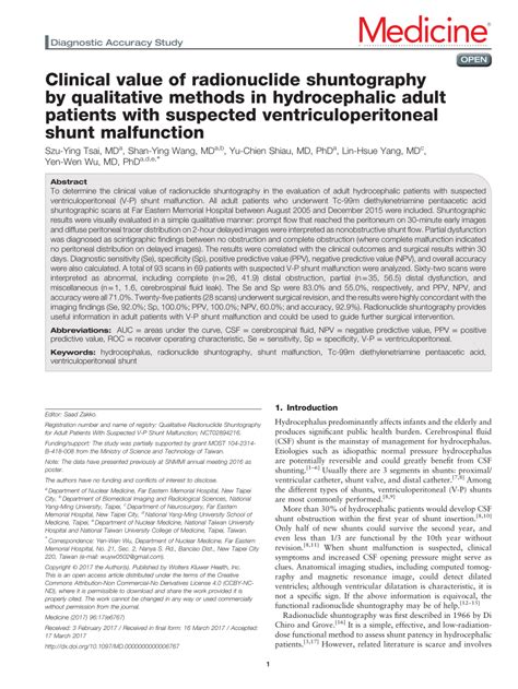 PDF Clinical Value Of Radionuclide Shuntography By Qualitative