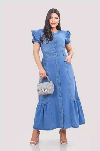 Vestido Jeans Longo 12444 Joyaly Parcelamento Sem Juros