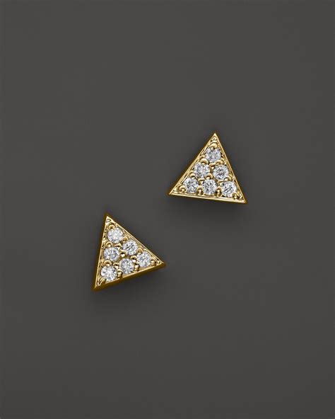 Kc Designs Diamond Triangle Stud Earrings In 14k Yellow Gold 10 Ct T