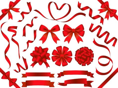 Premium Vector A Set Of Assorted Red Ribbons Vector Illustration