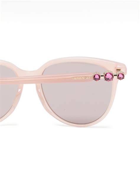 Swarovski Crystal Embellished Sunglasses Pink Farfetch