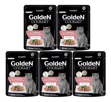 Kit 5 Unidades Sachê Golden Gourmet Frango Gato Adulto 70g