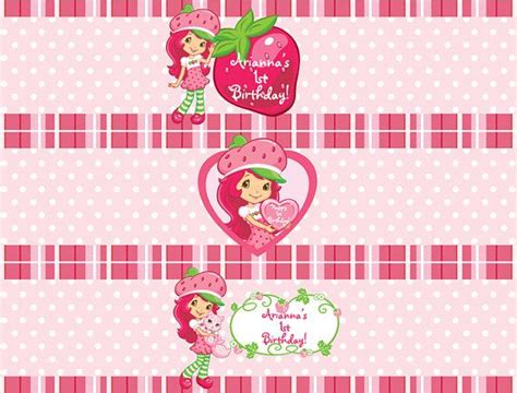 Strawberry Shortcake Water Bottle Labels Strawberry Shortcake