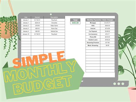 2023 Monthly Budget Spreadsheet Google Sheets digital Transaction ...