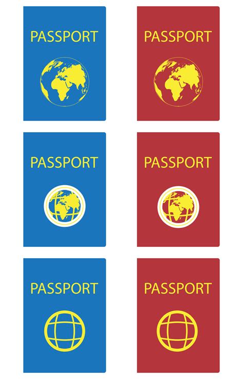 Set Of Passports Red And Blue Passport Page And Passport Isolated On