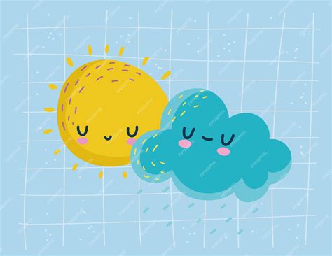 Premium Vector | Cartoon sun and cloud