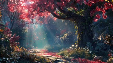 Premium Photo | Fantasy concept art of a beautiful ethereal pink forest ...